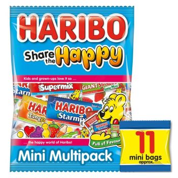 A bumper bag of 11 Haribo Mini sweet bags