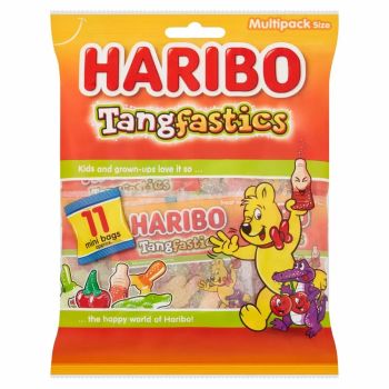 A multipack of 11 mini bags of Haribo Tangfastics Sweets