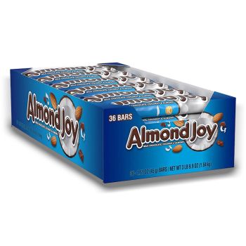 American Sweets - A full case of 36 Hersheys Almond Joy American candy bars consisting of whole almonds and sweetened, shredded coconut covered in milk chocolate