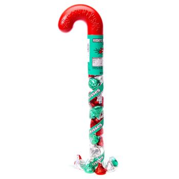 Christmas Sweets - Hersheys milk chocolate kisses inside a festive plastic candy cane