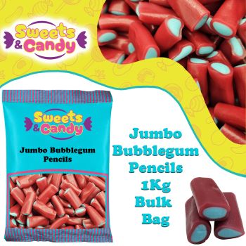 A bulk 1kg bag of Retro Jumbo Bubblegum Pencils