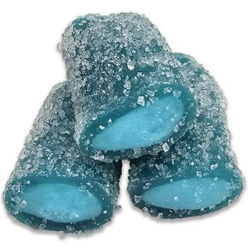 A bulk 1kg bag of Retro Jumbo Fizzy Blue Raspberry Pencils
