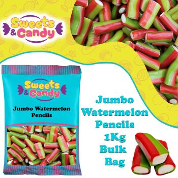 A bulk 1kg bag of Retro Jumbo Watermelon Pencils