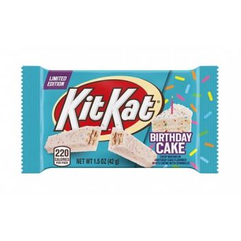 A Birthday Cake flavour Kit Kat chocolate bar
