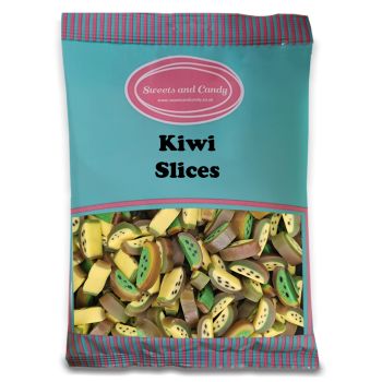 A bulk 1kg bag of peelable kiwi slices liquorice sweets