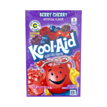A sachet of Berry Cherry Kool Aid, a drink powder imported from America.