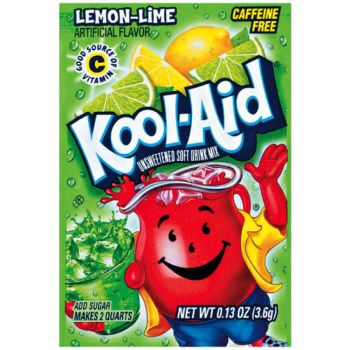 A sachet of Lemon and Lime Kool Aid, a drink powder imported from America.