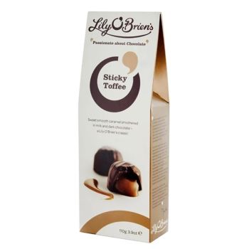 Christmas Chocolates - Lily Obriens sticky toffee chocolate in a 110g pouch box