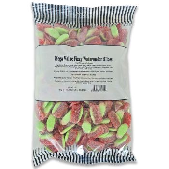 A bulk 1kg bag of fizzy blue raspberry slices