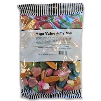 A bulk 1kg bag of jelly mix