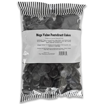 A Bulk 1Kg bag of liquorice pontefract cakes