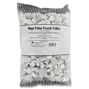 A 1kg bulk bag of individually wrapped treacle toffees