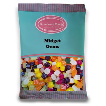Midget Gems - 1Kg Bulk bag of retro fruit flavour, firm gummy sweets.