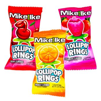 Mike and Ike lollipop rings in 3 different flavours