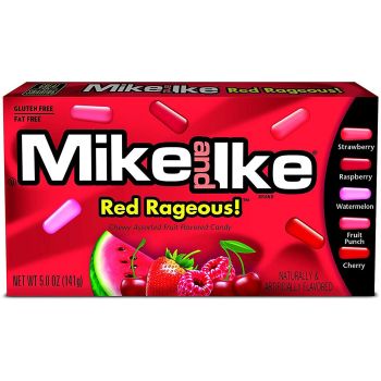 An American theatre box frull of red fruit flavour Mike and Ike American sweets