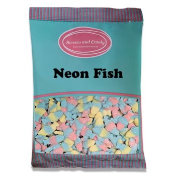 Neon Fish 1kg - bulk 1kg bag of brightly coloured fizzy sweets shaped like fish