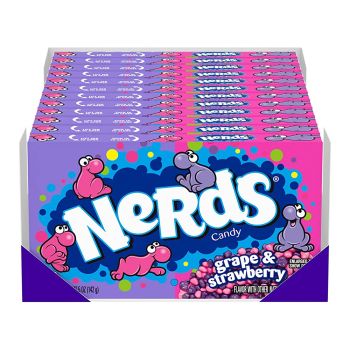 American Sweets - A full case of 12 boxes of Grape and strawberry flavour chewy Nerds sweets!