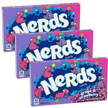 American Sweets - A pack of 3 Grape and strawberry flavour chewy Nerds sweets!