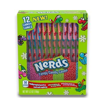 A box of 12 Nerds tangy candy canes, American Christmas sweets