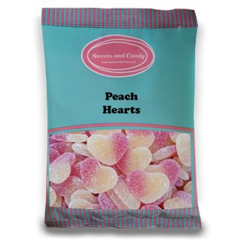 Peach Hearts - 1Kg Bulk bag of peach flavour jelly sweets in a heart shape!