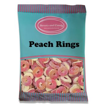 Peach Rings 1kg - A bulk 1kg bag of peach flavour sweets