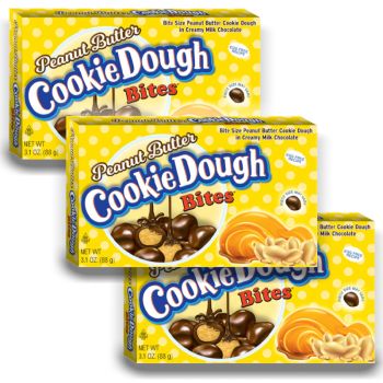 American Sweets - A pack of 3 Peanut Butter Cookie Dough Bites, bite size peanut butter cookie dough pieces covered in milk chocolate!