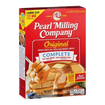 A large box of American pancake mix by Aunt Jemima, imported from America