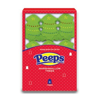A pack of 6 Peeps marshmallow Christmas trees, American Christmas sweets