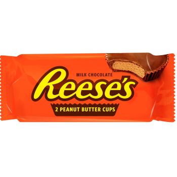 A pack of 2 reese's peanut butter cups chocolates