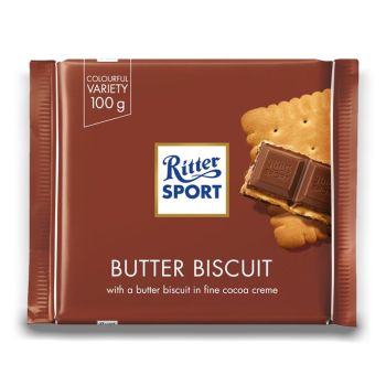 Ritter Sport Butter Biscuit - a perfectly square biscuit in fine cocoa creme covered in milk chocolate.