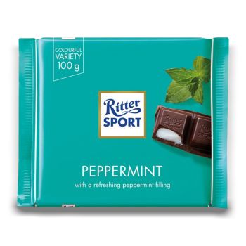 Ritter Sport Peppermint - Encased in chunky crisp dark chocolate, you will find their minty, refreshing, melt-in-the-mouth fondant filling.