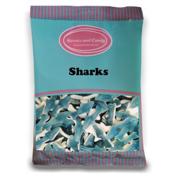 Sharks - 1Kg Bulk bag of fruit flavour jelly sweets shaped like sharks!