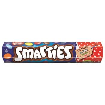 Christmas Sweets - A Christmas chocolate tube filled with milk chocolates with a colourful sugar shell.