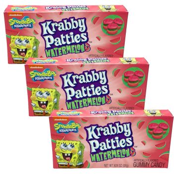 American Sweets - A pack of 3 Spongebob American candy watermelon flavour gummy burgers 