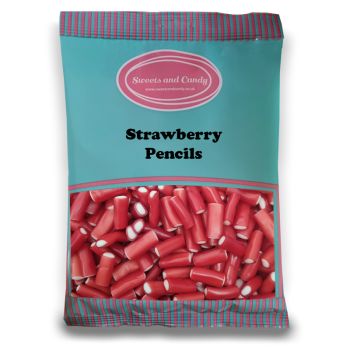 Strawberry Pencils - 1Kg Bulk bag of retro strawberry liquorice sweets with a fondant centre!