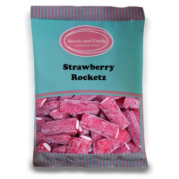 Strawberry Rocketz - 1Kg Bulk bag of retro fizzy strawberry liquorice sweets with a fondant centre!
