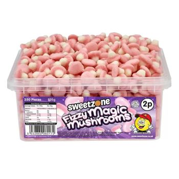Sweetzone Fizzy Magic Mushrooms in a bulk plastic tub