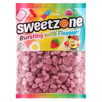 Retro Sweets - A bulk 1kg bag of Sweetzone Fizzy Strawberry Hearts sweets