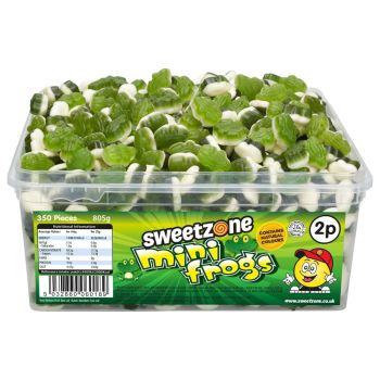 Sweetzone mini frogs sweets in a bulk plastic tub
