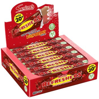 A pack of 60 cherry cola flavour refreshers chew bars, the classic chewy retro sweets!