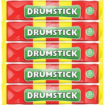 A pack of 5 Drumstick chew bars, vanilla and raspberry flavour chewy sweets