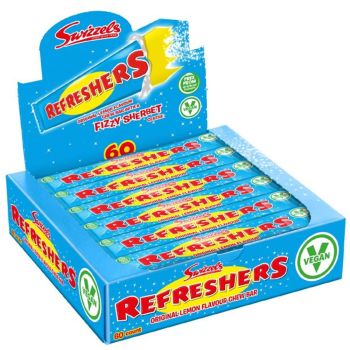 A pack of 60 original lemon flavour refreshers chew bars, the classic chewy retro sweets!