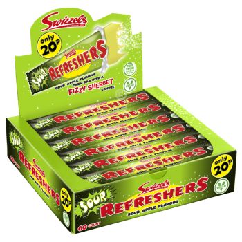 A pack of 60 sour apple chew bars, chewy retro sweets!