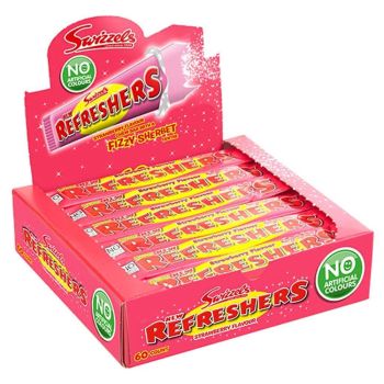 Swizzels strawberry refresher chew bars in a full box of 60