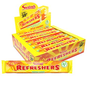Swizzels tropical refresher chew bars in a full box of 60