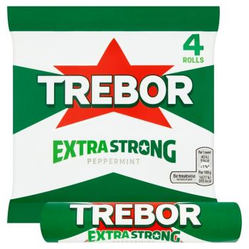 A pack of 4 rolls of extra strong peppermint sweets