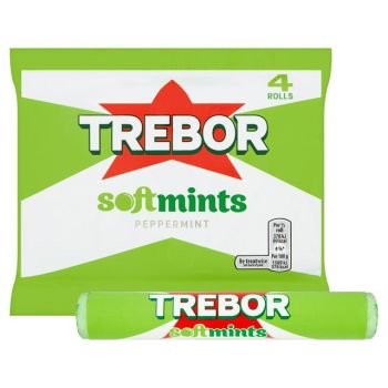 A pack of 4 rolls of peppermint flavour softmints sweets