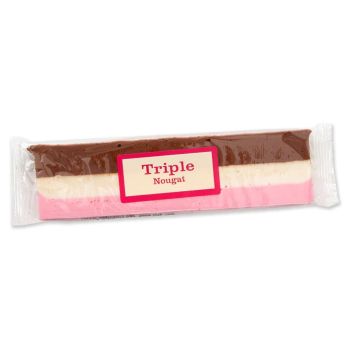 Triple flavour soft pink, white and brown nougat bars