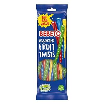 A 160g bag of fruit flavour twisted pencil sweets