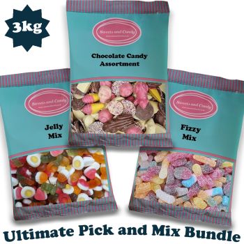 Ultimate Pick and Mix Sweets Bundle - 3 x 1Kg Share Bags - Chocolate - Jelly - Fizzy